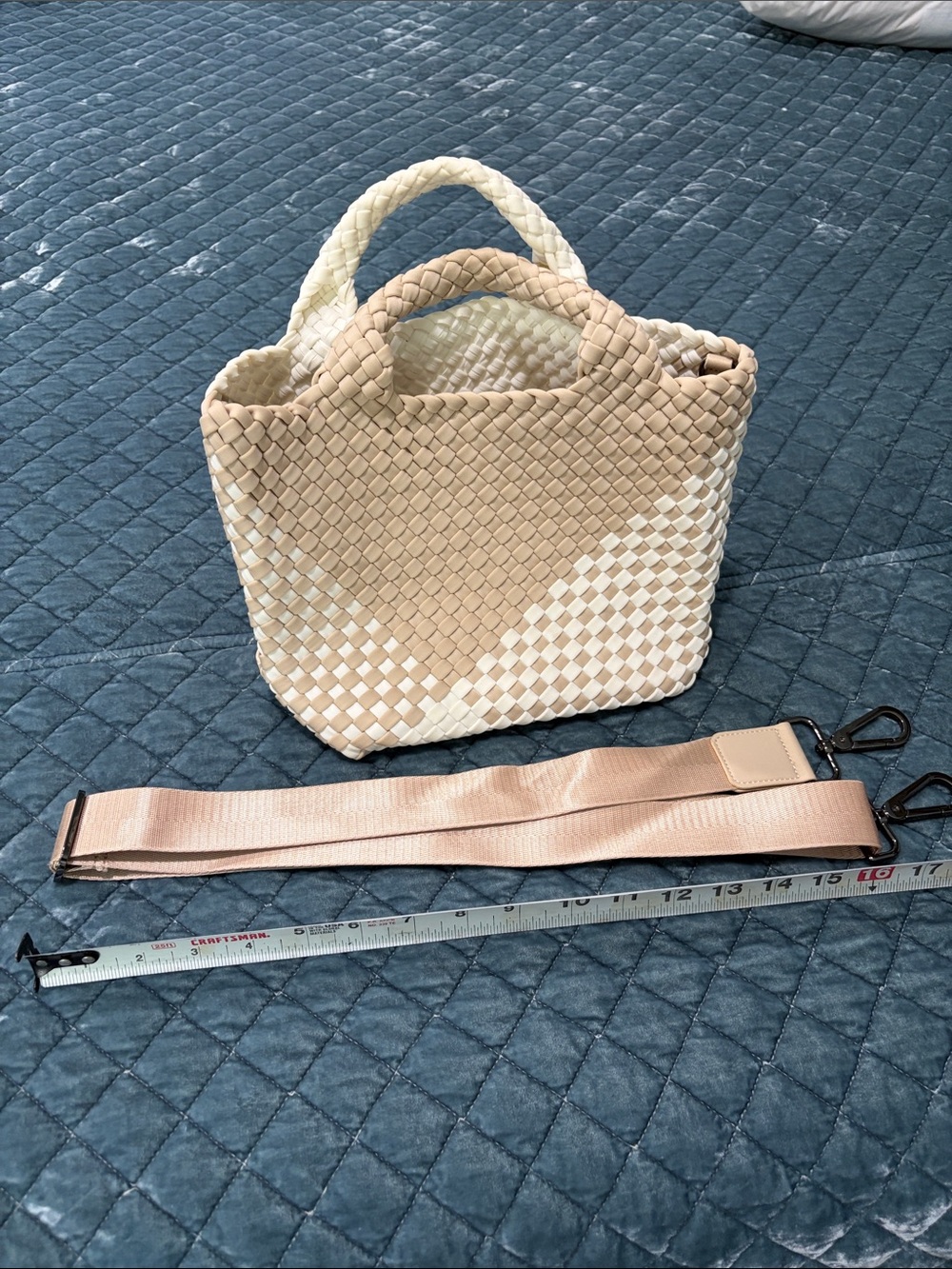 Nagshedi NYC St. Barth’s Tote Braided Two-Tone Beige & Cream Woven bag - Picture 9 of 10